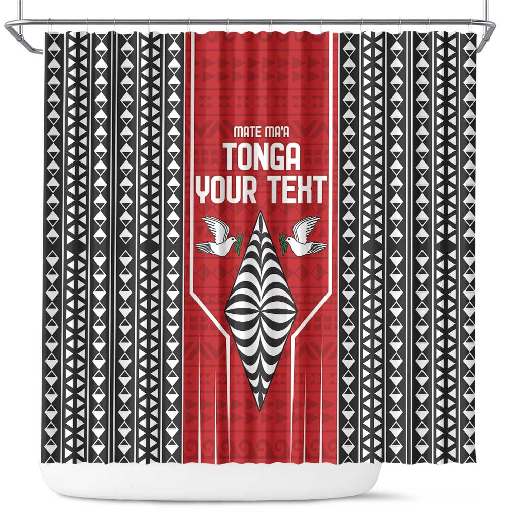 Custom Tonga Rugby Shower Curtain Mate Maa Kupesi Style