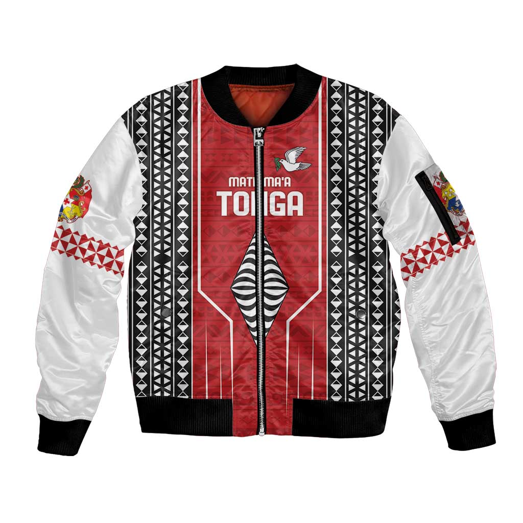 Custom Tonga Rugby Sleeve Zip Bomber Jacket Mate Maa Kupesi Style