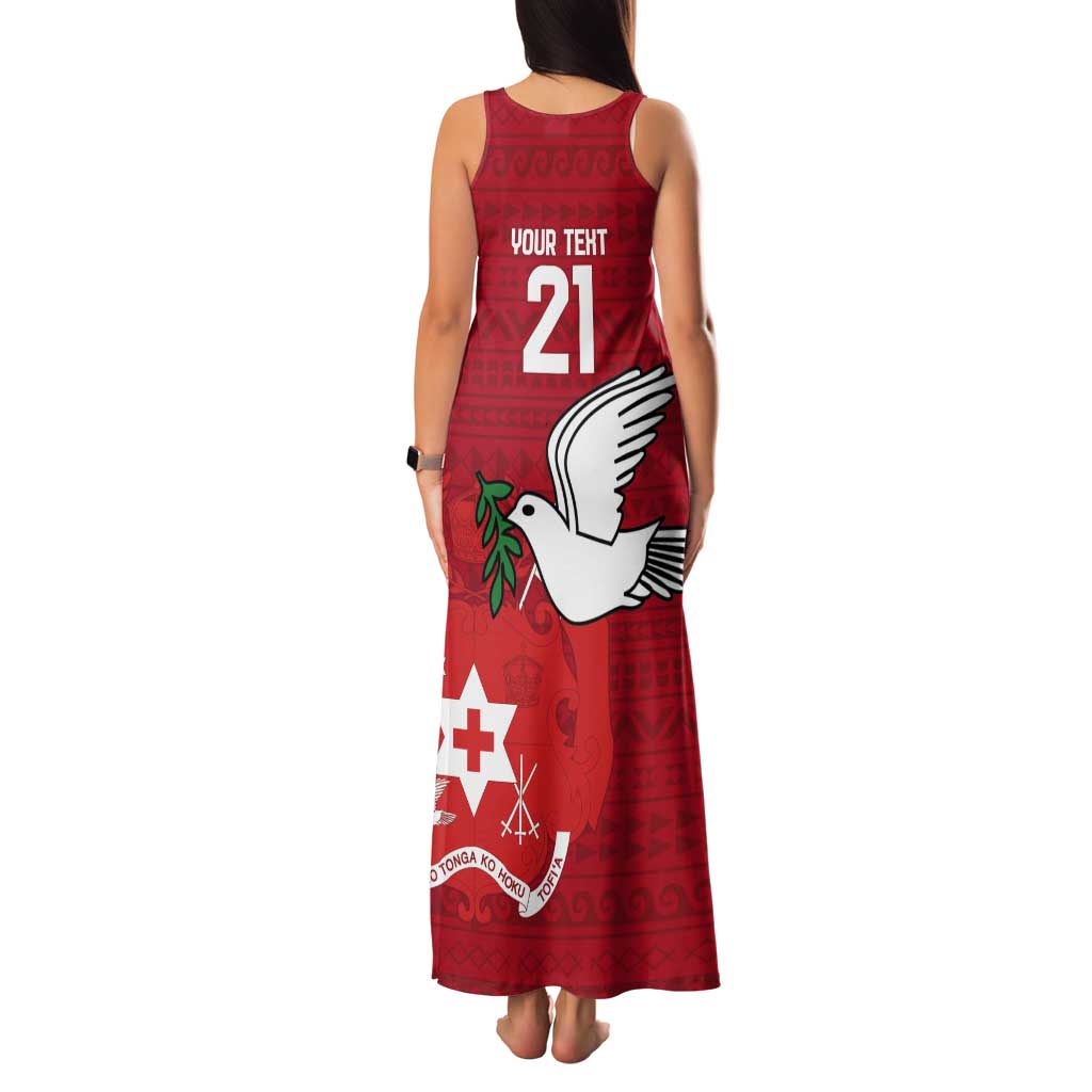 Custom Tonga Rugby Tank Maxi Dress Mate Maa Kupesi Style LT9 - Polynesian Pride