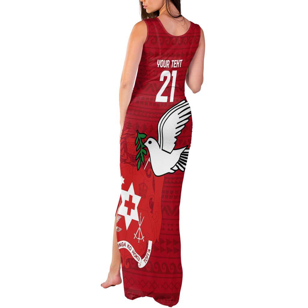 Custom Tonga Rugby Tank Maxi Dress Mate Maa Kupesi Style LT9 - Polynesian Pride