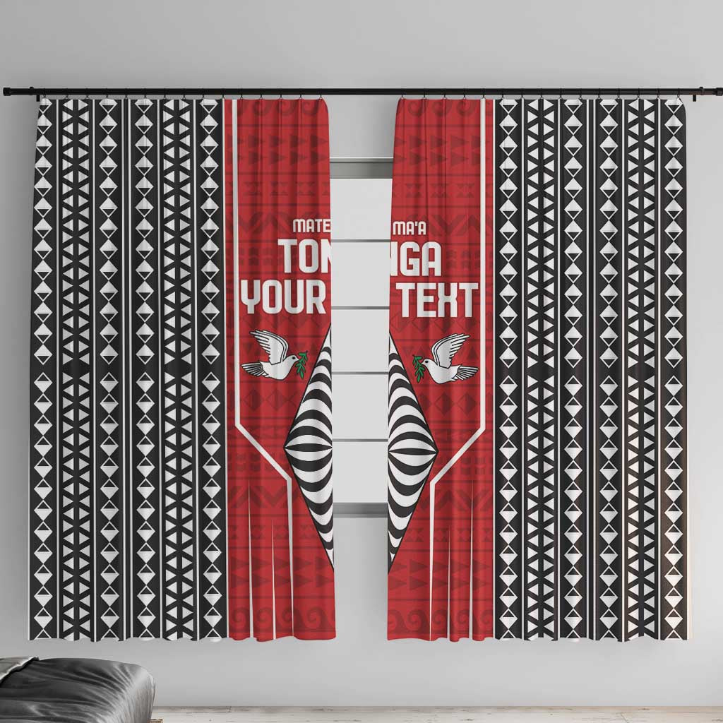 Custom Tonga Rugby Window Curtain Mate Maa Kupesi Style LT9 With Hooks Red - Polynesian Pride