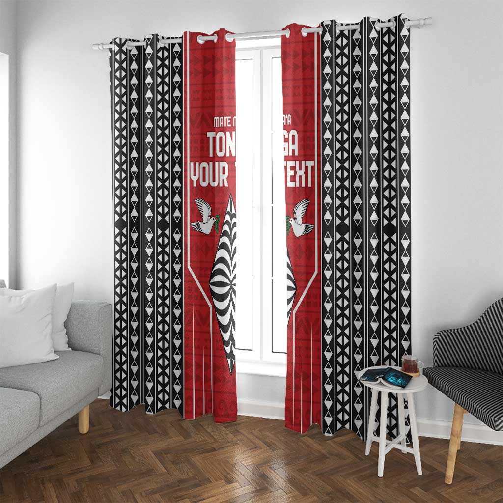 Custom Tonga Rugby Window Curtain Mate Maa Kupesi Style LT9 With Grommets Red - Polynesian Pride