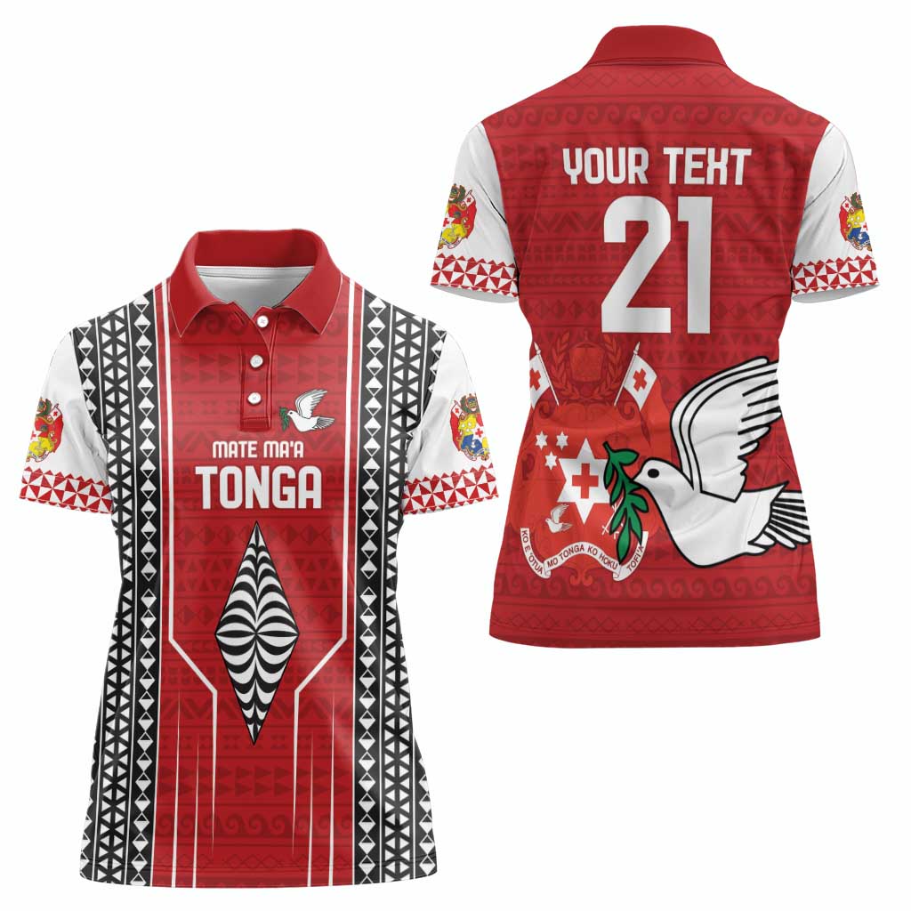 Custom Tonga Rugby Women Polo Shirt Mate Maa Kupesi Style