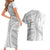 American Samoa White Sunday Couples Matching Short Sleeve Bodycon Dress and Hawaiian Shirt Polynesian Lotu Tamaiti - Polynesian Pride