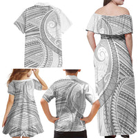 American Samoa White Sunday Family Matching Off Shoulder Maxi Dress and Hawaiian Shirt Polynesian Lotu Tamaiti - Polynesian Pride