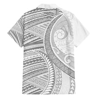 American Samoa White Sunday Family Matching Off Shoulder Short Dress and Hawaiian Shirt Polynesian Lotu Tamaiti - Polynesian Pride