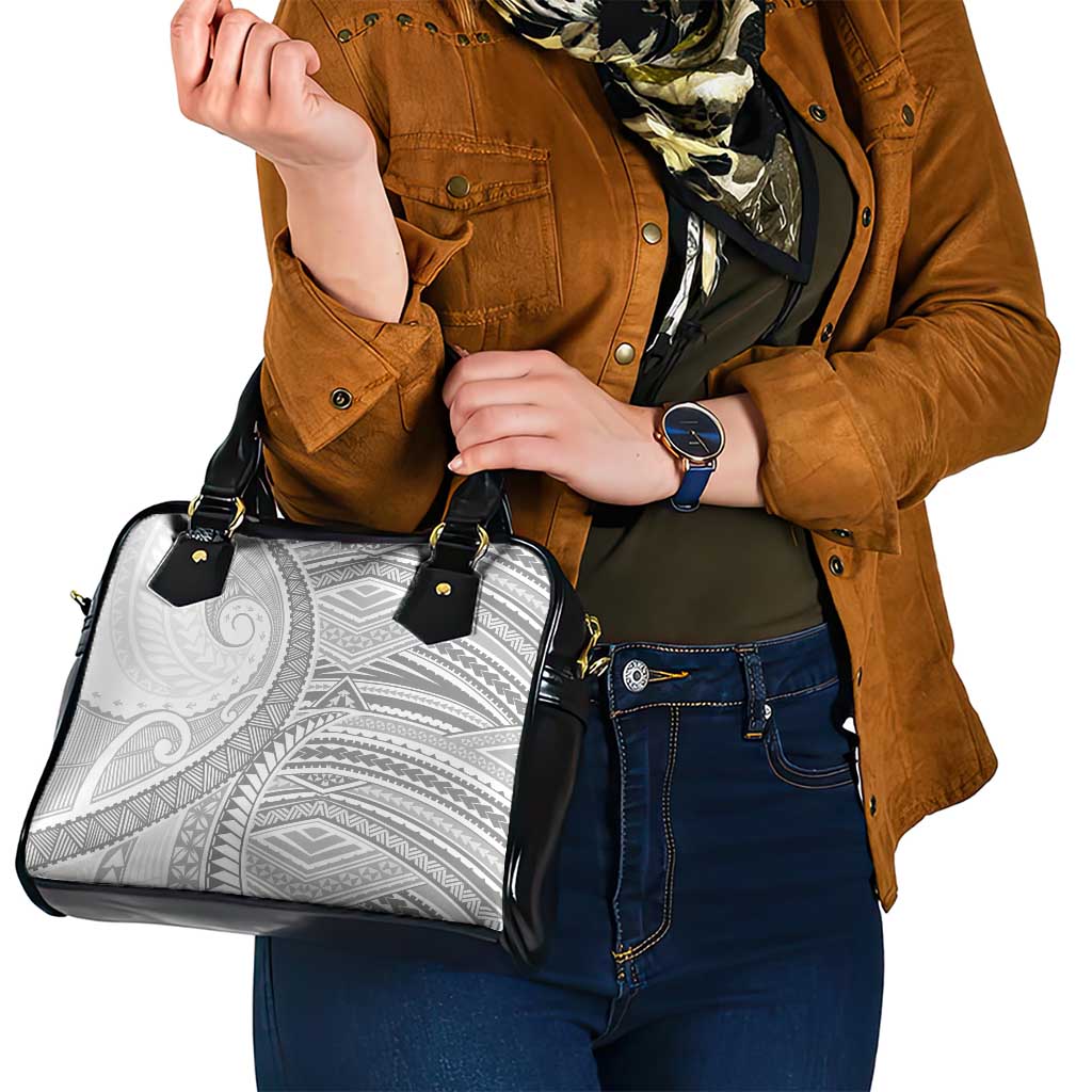 American Samoa White Sunday Shoulder Handbag Polynesian Lotu Tamaiti - Polynesian Pride