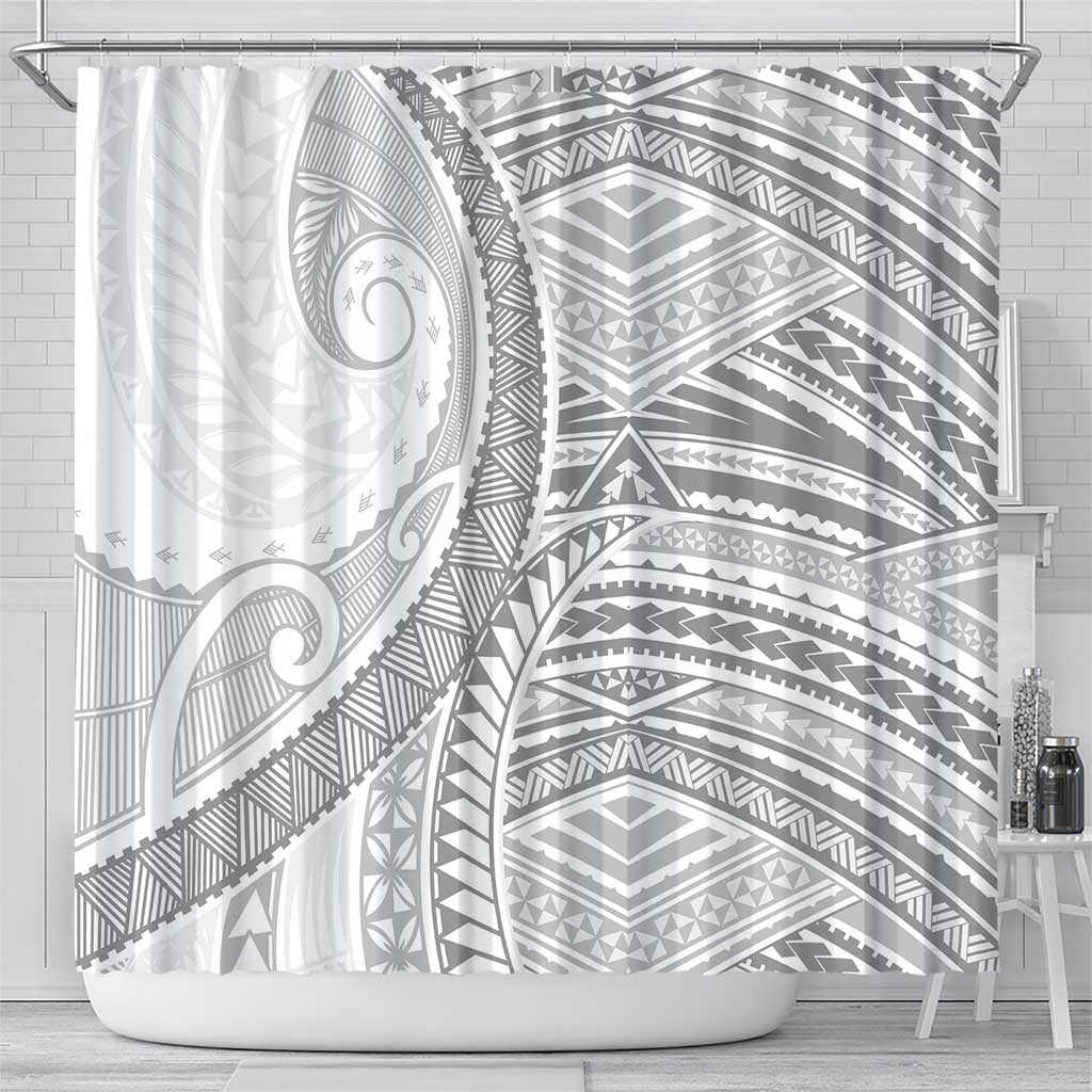American Samoa White Sunday Shower Curtain Polynesian Lotu Tamaiti - Polynesian Pride