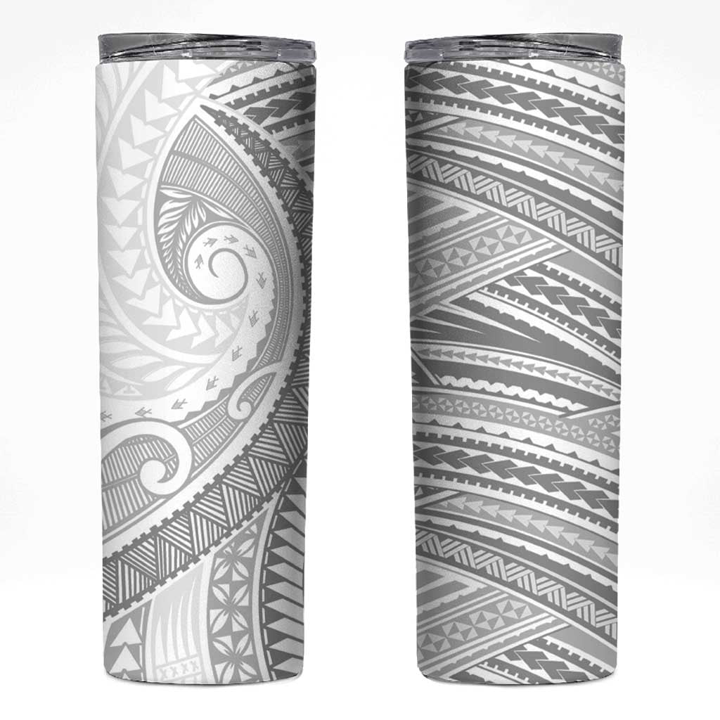 American Samoa White Sunday Skinny Tumbler Polynesian Lotu Tamaiti - Polynesian Pride