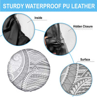 American Samoa White Sunday Spare Tire Cover Polynesian Lotu Tamaiti - Polynesian Pride