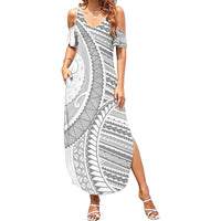 American Samoa White Sunday Summer Maxi Dress Polynesian Lotu Tamaiti - Polynesian Pride