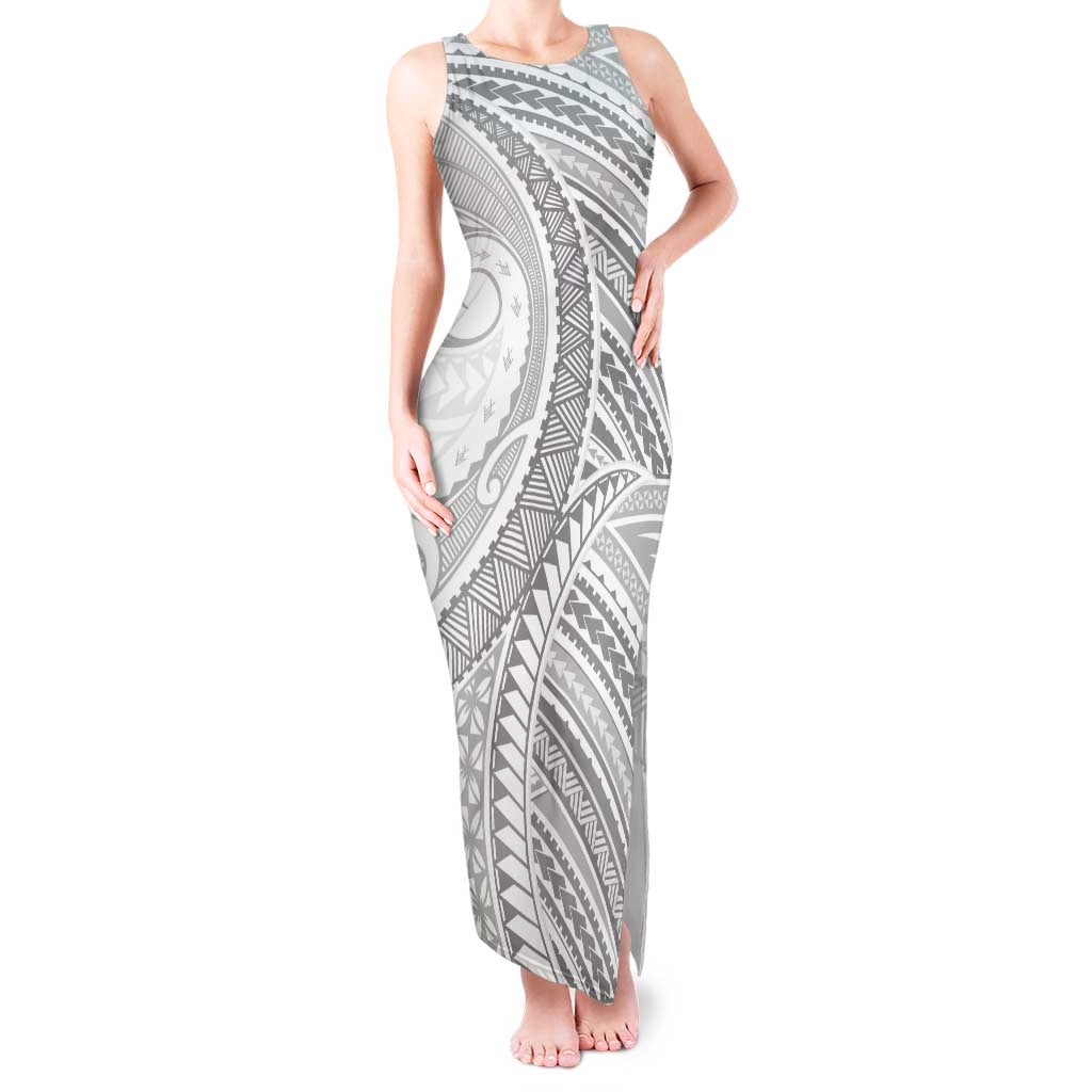 American Samoa White Sunday Tank Maxi Dress Polynesian Lotu Tamaiti - Polynesian Pride