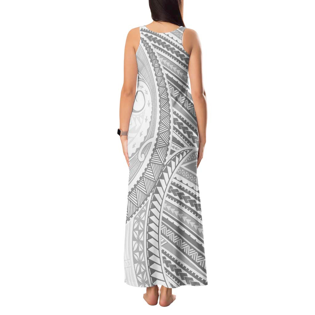 American Samoa White Sunday Tank Maxi Dress Polynesian Lotu Tamaiti - Polynesian Pride