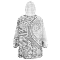 American Samoa White Sunday Wearable Blanket Hoodie Polynesian Lotu Tamaiti - Polynesian Pride