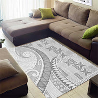 Niue White Sunday Area Rug Niuean Lotu Tamaiti Hiapo Pattern - Polynesian Pride