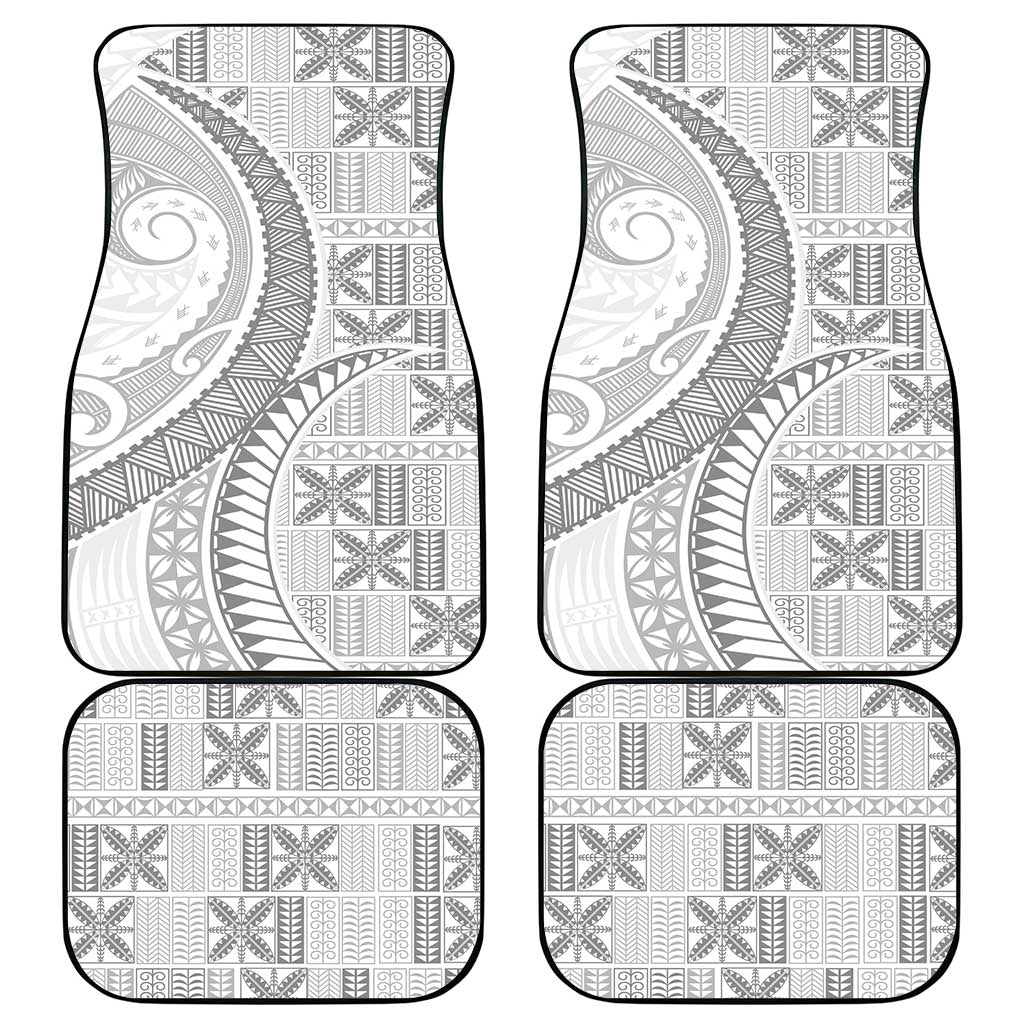 Niue White Sunday Car Mats Niuean Lotu Tamaiti Hiapo Pattern LT9 - Polynesian Pride