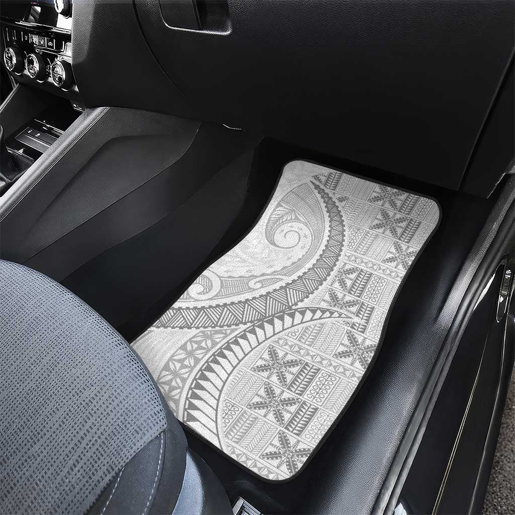 Niue White Sunday Car Mats Niuean Lotu Tamaiti Hiapo Pattern LT9 - Polynesian Pride