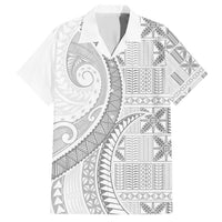 Niue White Sunday Family Matching Short Sleeve Bodycon Dress and Hawaiian Shirt Niuean Lotu Tamaiti Hiapo Pattern - Polynesian Pride