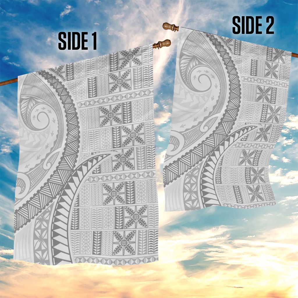 Niue White Sunday Garden Flag Niuean Lotu Tamaiti Hiapo Pattern - Polynesian Pride
