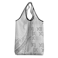 Niue White Sunday Grocery Bag Niuean Lotu Tamaiti Hiapo Pattern LT9 - Polynesian Pride