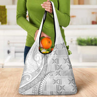 Niue White Sunday Grocery Bag Niuean Lotu Tamaiti Hiapo Pattern LT9 - Polynesian Pride