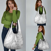 Niue White Sunday Grocery Bag Niuean Lotu Tamaiti Hiapo Pattern LT9 - Polynesian Pride