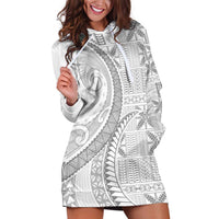 Niue White Sunday Hoodie Dress Niuean Lotu Tamaiti Hiapo Pattern - Polynesian Pride
