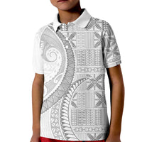 Niue White Sunday Kid Polo Shirt Niuean Lotu Tamaiti Hiapo Pattern - Polynesian Pride