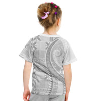 Niue White Sunday Kid T Shirt Niuean Lotu Tamaiti Hiapo Pattern - Polynesian Pride