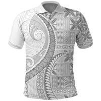 Niue White Sunday Polo Shirt Niuean Lotu Tamaiti Hiapo Pattern - Polynesian Pride