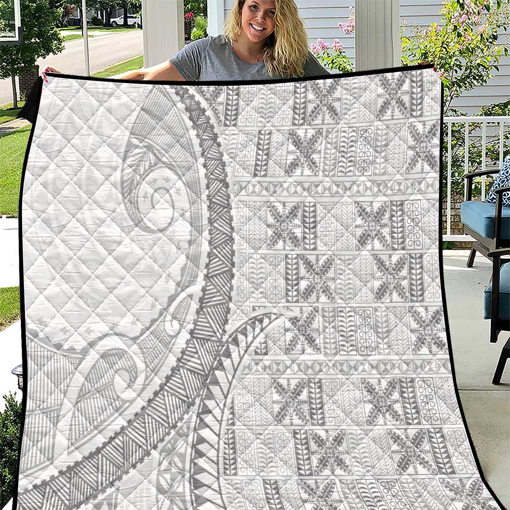 Niue White Sunday Quilt Niuean Lotu Tamaiti Hiapo Pattern - Polynesian Pride