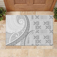 Niue White Sunday Rubber Doormat Niuean Lotu Tamaiti Hiapo Pattern LT9 White - Polynesian Pride
