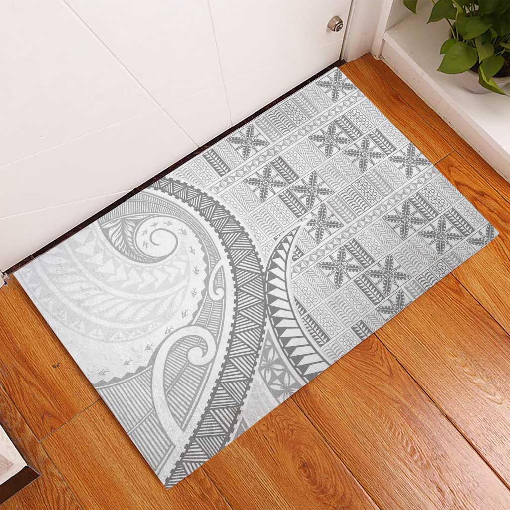 Niue White Sunday Rubber Doormat Niuean Lotu Tamaiti Hiapo Pattern LT9 - Polynesian Pride