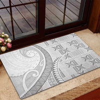 Niue White Sunday Rubber Doormat Niuean Lotu Tamaiti Hiapo Pattern LT9 - Polynesian Pride