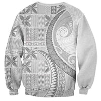 Niue White Sunday Sweatshirt Niuean Lotu Tamaiti Hiapo Pattern LT9 - Polynesian Pride