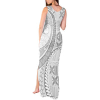 Niue White Sunday Tank Maxi Dress Niuean Lotu Tamaiti Hiapo Pattern - Polynesian Pride