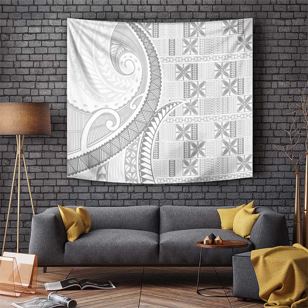 Niue White Sunday Tapestry Niuean Lotu Tamaiti Hiapo Pattern - Polynesian Pride