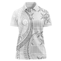 Niue White Sunday Women Polo Shirt Niuean Lotu Tamaiti Hiapo Pattern - Polynesian Pride