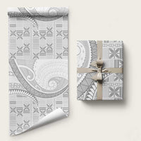 Niue White Sunday Wrapping Paper Niuean Lotu Tamaiti Hiapo Pattern LT9 58" × 23" White - Polynesian Pride