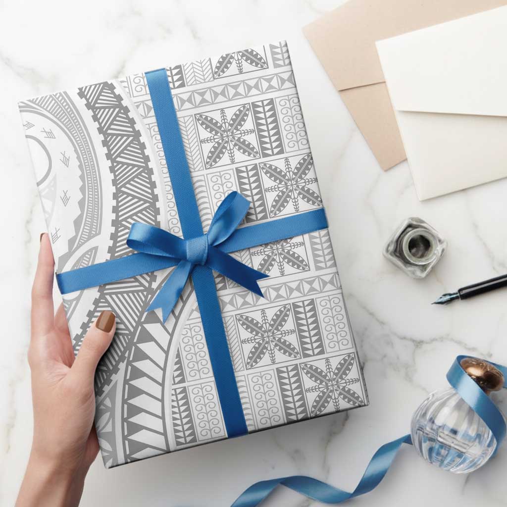 Niue White Sunday Wrapping Paper Niuean Lotu Tamaiti Hiapo Pattern LT9 - Polynesian Pride