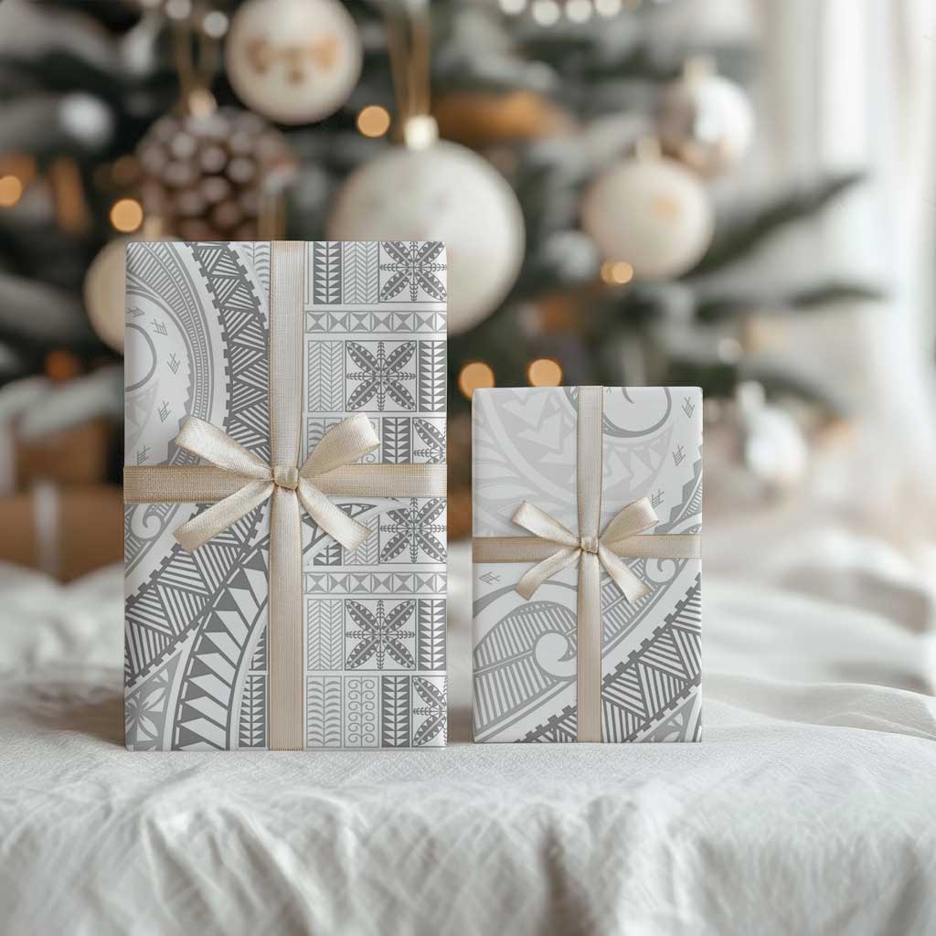 Niue White Sunday Wrapping Paper Niuean Lotu Tamaiti Hiapo Pattern LT9 - Polynesian Pride