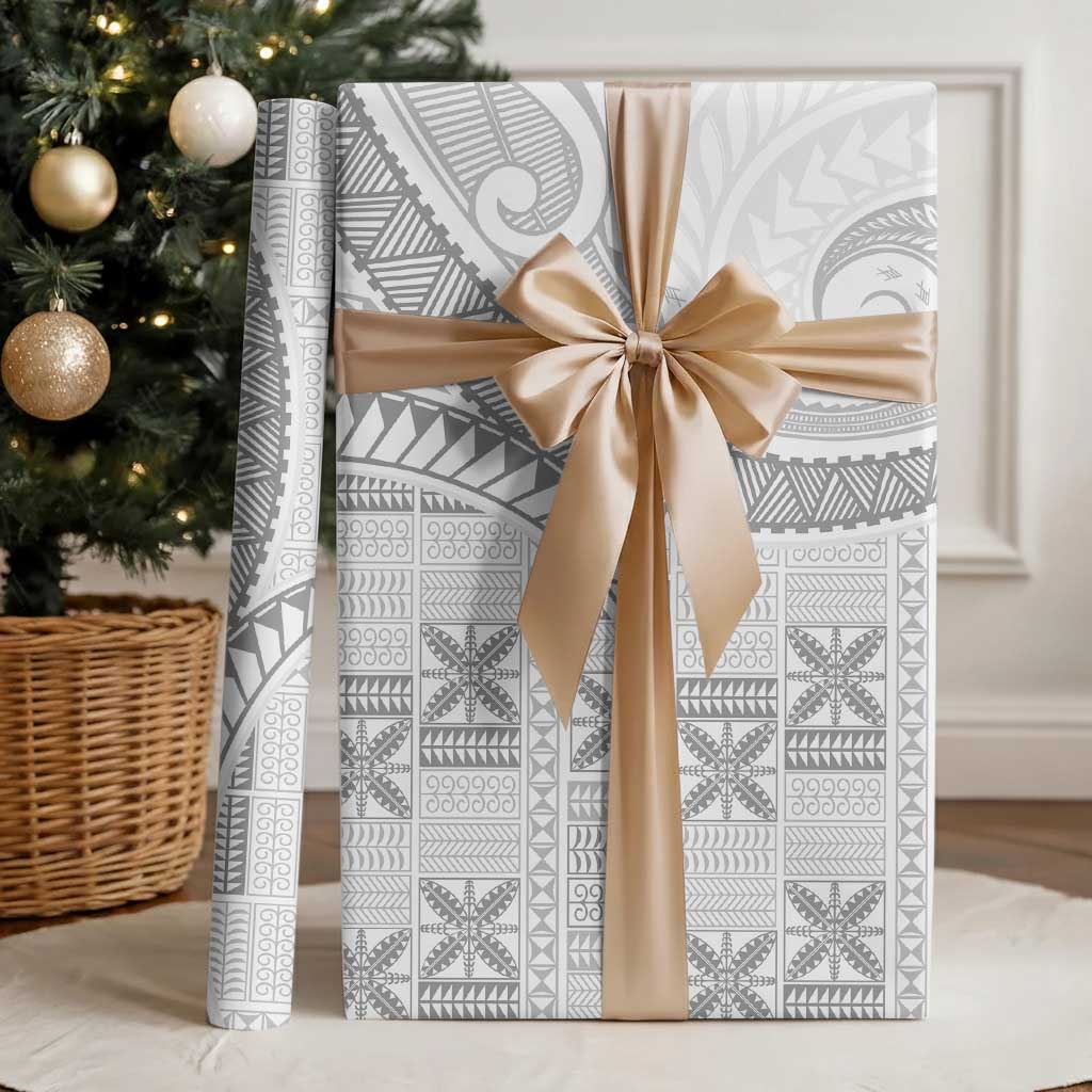 Niue White Sunday Wrapping Paper Niuean Lotu Tamaiti Hiapo Pattern LT9 - Polynesian Pride