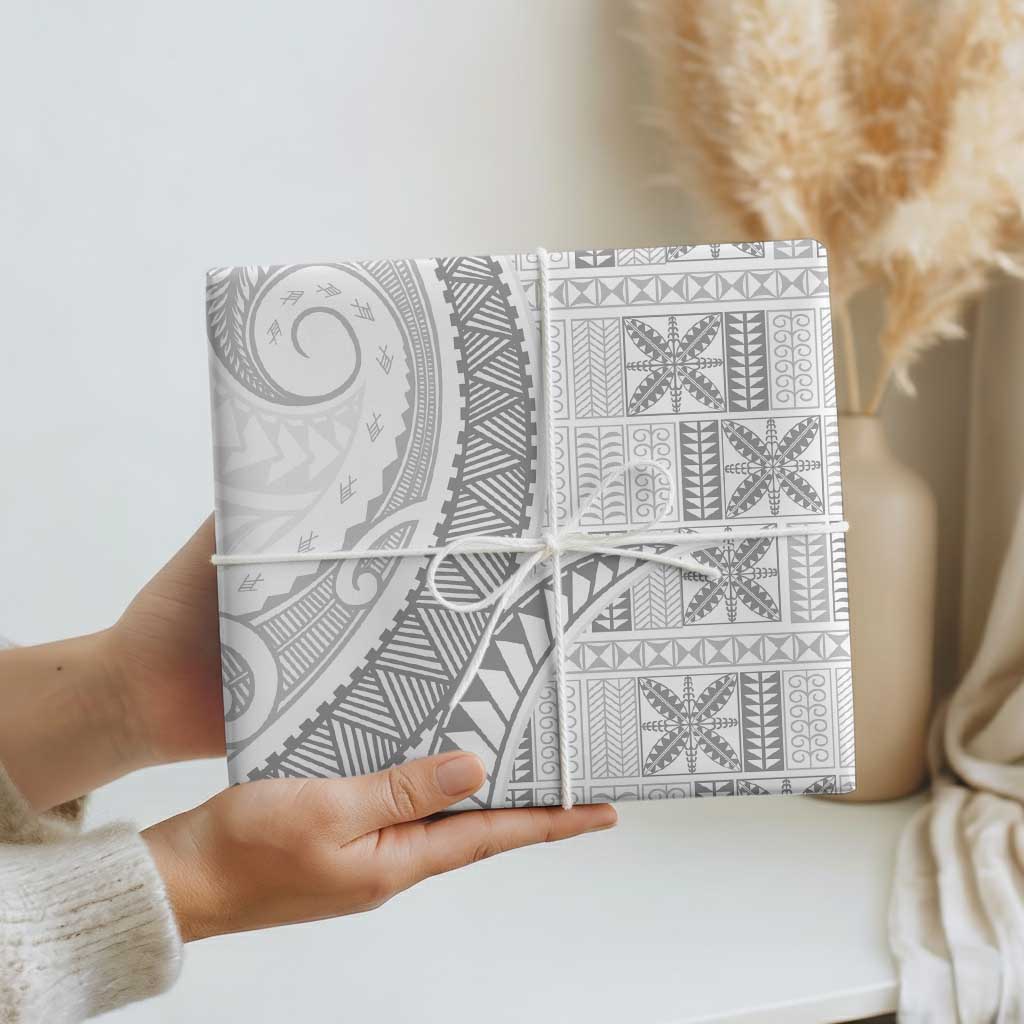 Niue White Sunday Wrapping Paper Niuean Lotu Tamaiti Hiapo Pattern LT9 - Polynesian Pride
