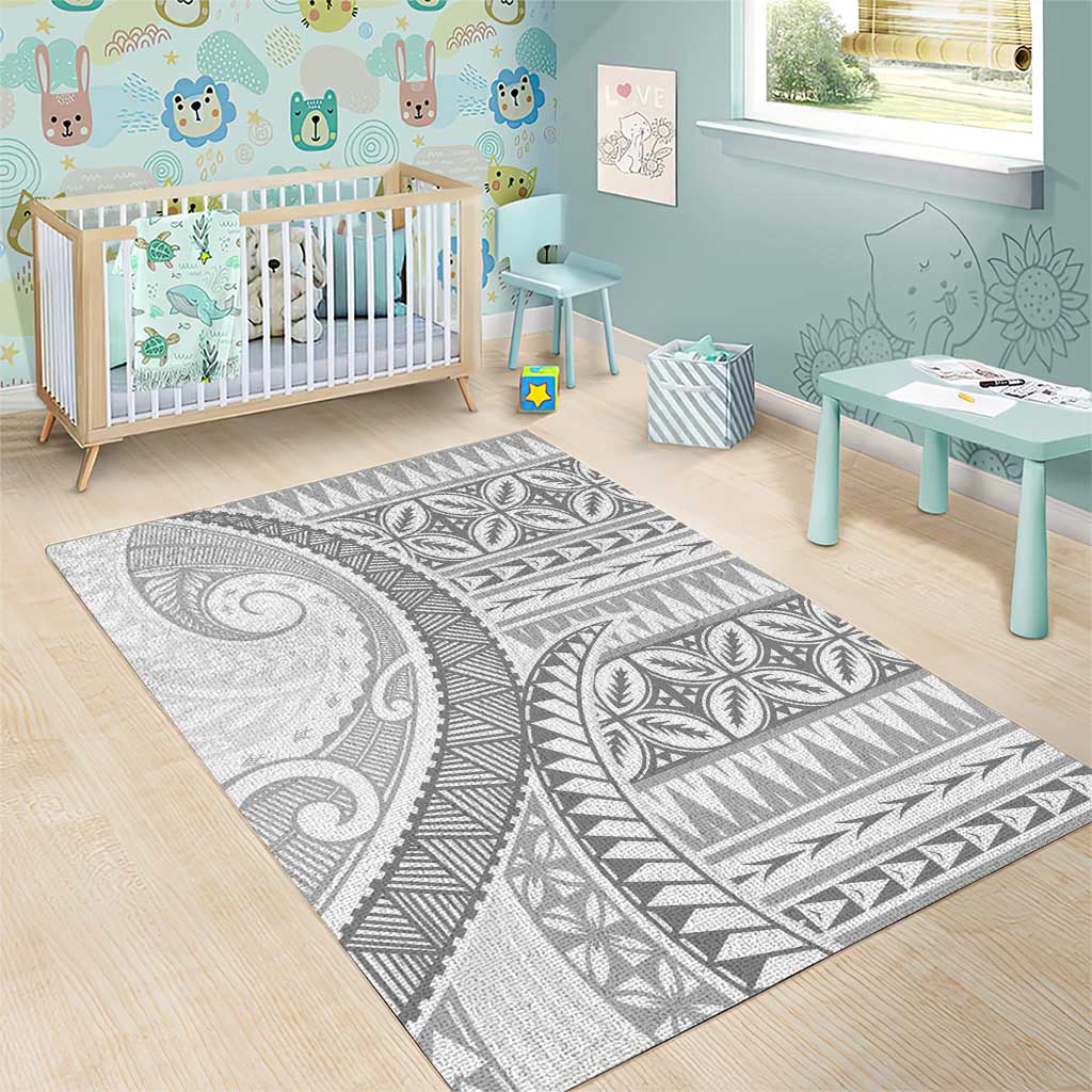 Polynesian White Sunday Area Rug Lotu Tamaiti Melanesian Pattern - Polynesian Pride