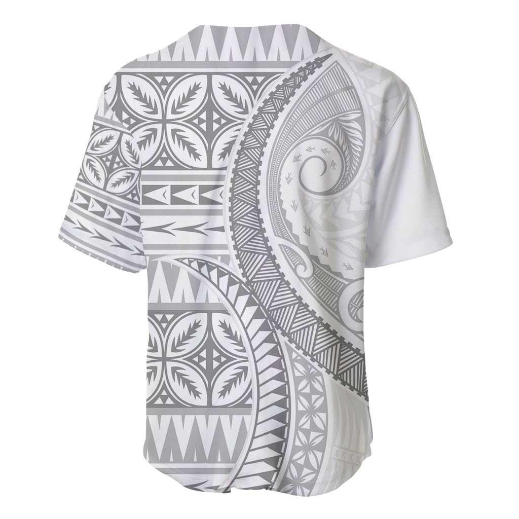 Polynesian White Sunday Baseball Jersey Lotu Tamaiti Melanesian Pattern - Polynesian Pride