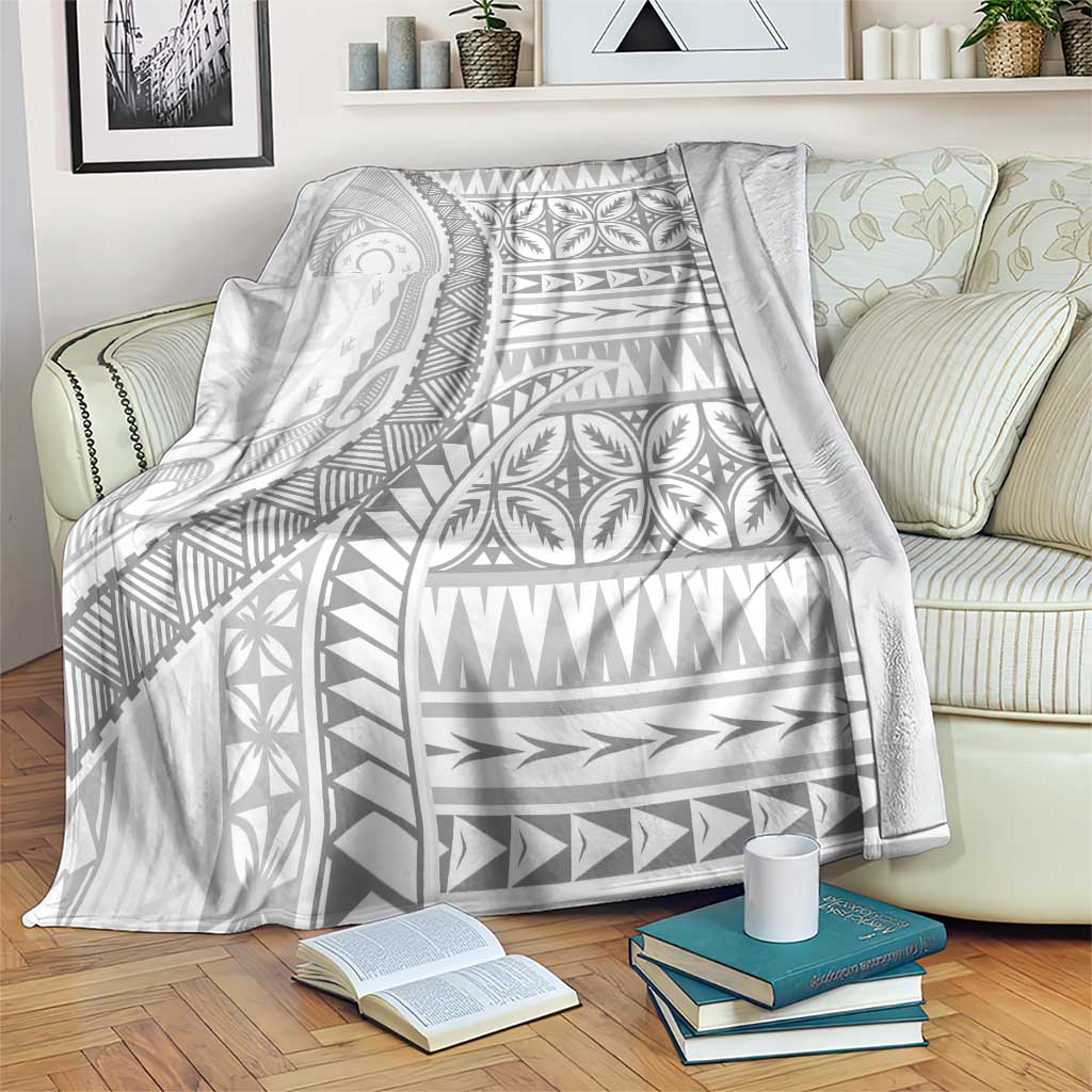 Polynesian White Sunday Blanket Lotu Tamaiti Melanesian Pattern - Polynesian Pride