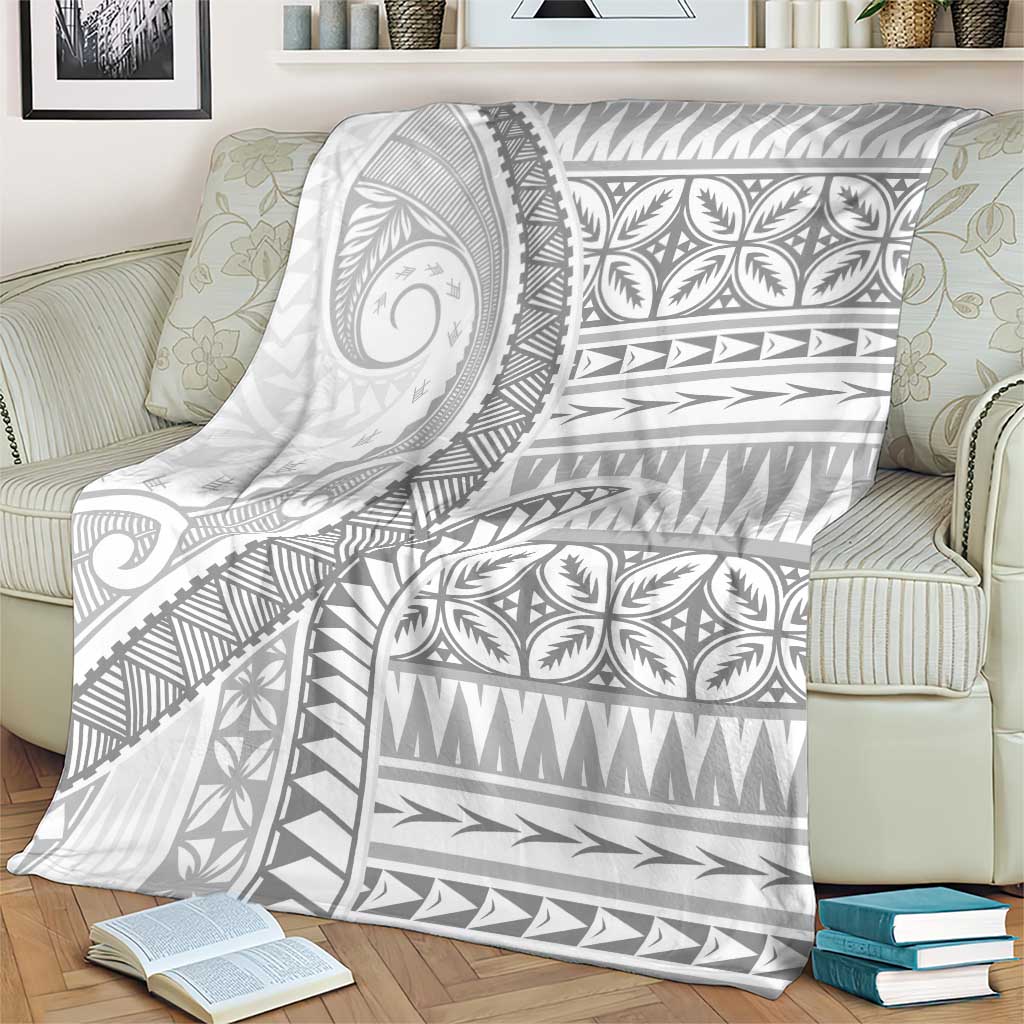 Polynesian White Sunday Blanket Lotu Tamaiti Melanesian Pattern - Polynesian Pride