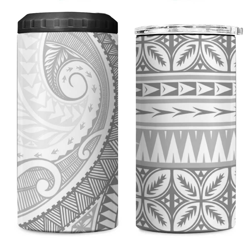 Polynesian White Sunday 4 in 1 Can Cooler Tumbler Lotu Tamaiti Melanesian Pattern LT9 One Size: 16 oz White - Polynesian Pride