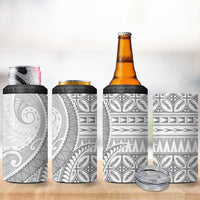 Polynesian White Sunday 4 in 1 Can Cooler Tumbler Lotu Tamaiti Melanesian Pattern LT9 - Polynesian Pride