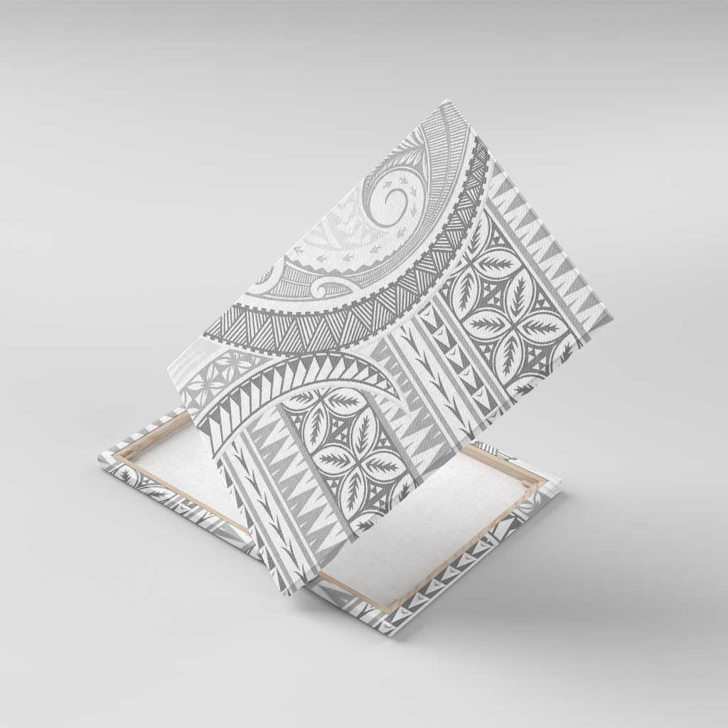 Polynesian White Sunday Canvas Wall Art Lotu Tamaiti Melanesian Pattern LT9 With Frame White - Polynesian Pride